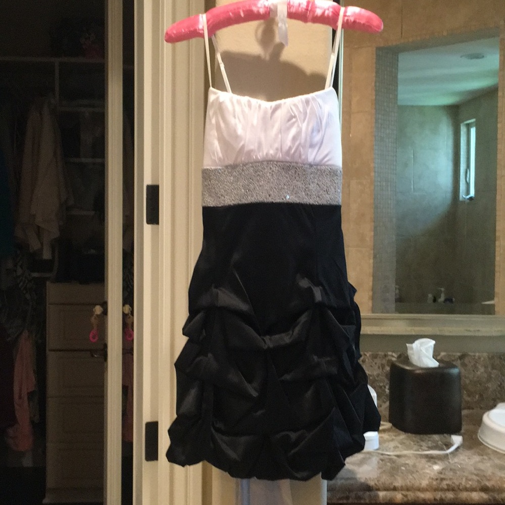 Black white silver bedding detail party dress